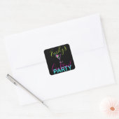 Neon Cocktail Moderne Kunst Feestje Vierkante Sticker (Envelop)