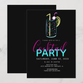 Neon Cocktail Mojito Art Party - Uitnodiging (Voorkant / Achterkant)