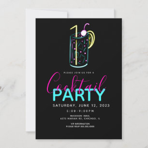 Neon Cocktail Mojito Art Party - Uitnodiging