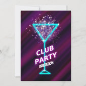 Neon-Cocktail Night Club Party Invitation (Voorkant)