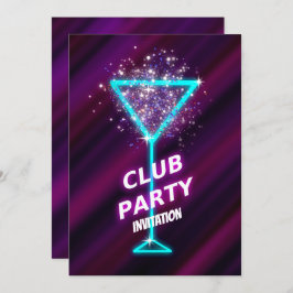 Neon-Cocktail Night Club Party Invitation