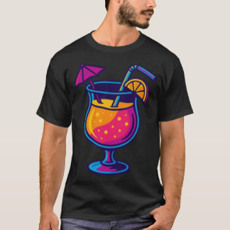 Neon cocktail op vakantie meisje t-shirt