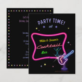 Neon Cocktail Party (aanpasbaar) Kaart (Voorkant / Achterkant)