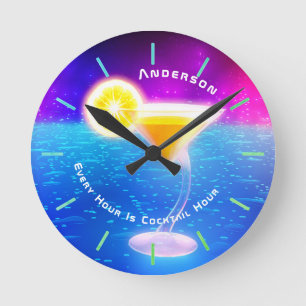 Neon COCKTAIL Uur Tropische Persoonlijke Muurdecor Ronde Klok