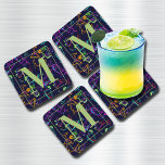 Neon Cocktails en Drinken op zwart monogram Bier Onderzetter<br><div class="desc">Onderzetters van harde kunststof met een leuke cocktails in neonkleuren - warm roze, kalkgroen, oranje, turquoise en kalkgroen op zwarte achtergrond. Reeks van 6 onderzetters meet 3, 8 x 3, 8 inch. Cool accent op uw thuisdecor, bar of geef als cadeau. Een leuk cadeau voor huisopwarming! Gebruik de link Verdere...</div>
