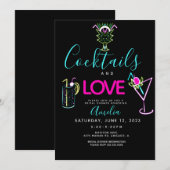 Neon Cocktails Kunst Bruiloftsuitnodiging Kaart (Voorkant / Achterkant)