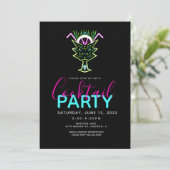 Neon Cocktails Kunst Feest Uitnodiging (Staand voorkant)
