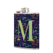 Neon Cocktails op zwart monogram Persoonlijke Drin Heupfles (Links)