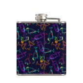 Neon Cocktails op zwart monogram Persoonlijke Drin Heupfles (Achterkant)