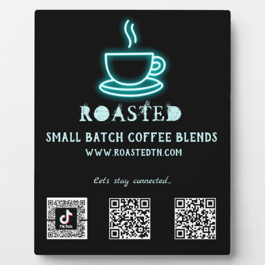 Neon Coffee Cup Sociale media QR-codes Fotoplaat (Voorkant)