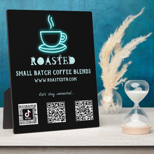 Neon Coffee Cup Sociale media QR-codes Fotoplaat (Zijkant)