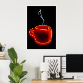 Neon Coffee Mok afdrukken Poster (Thuiskantoor)