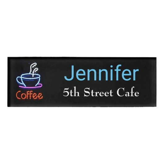 Neon Coffee Sign Employee Name Tag (Voorkant)