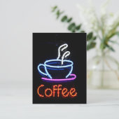 Neon Coffee Sign on Black Briefkaart (Staand voorkant)