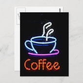 Neon Coffee Sign on Black Briefkaart (Voorkant / Achterkant)