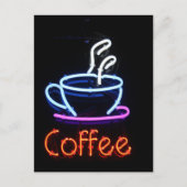Neon Coffee Sign on Black Briefkaart (Voorkant)