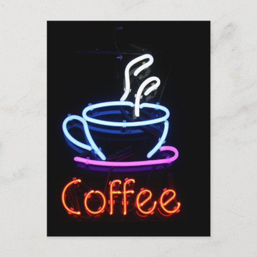Neon Coffee Sign on Black Briefkaart (Voorkant)