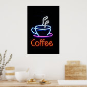 Neon Coffee Sign on Black Poster (Keuken)