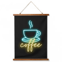 Neon Coffee-symbool en tekst