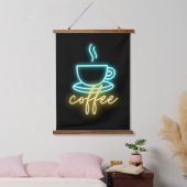 Neon Coffee-symbool en tekst Hangend Wandkleed (Slaapkamer)