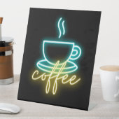 Neon Coffee-symbool en tekst Reclamebord Met Voetstuk (Insitu)