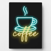 Neon Coffee Symbool en teksttabletop Fotoplaat (voorkant)