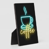 Neon Coffee Symbool en teksttabletop Fotoplaat (Zijkant)