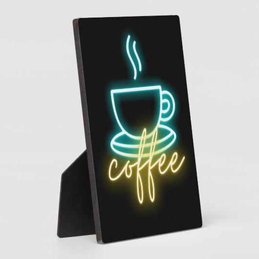 Neon Coffee Symbool en teksttabletop Fotoplaat (Zijkant)