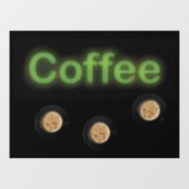Neon Coffee-teken drie Cups-venster Raamsticker (Vel)