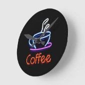 Neon Coffee-teken Ronde Klok (Hoek)