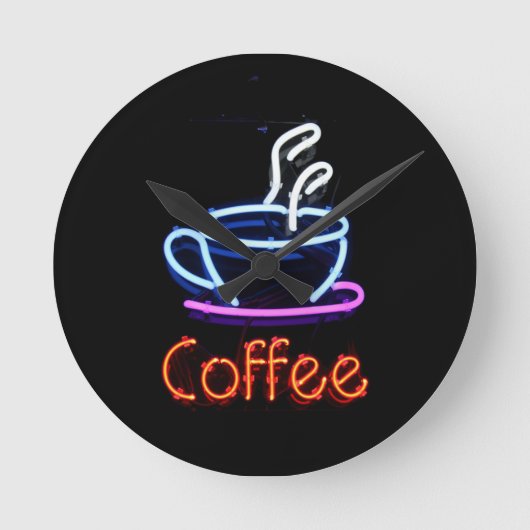 Neon Coffee-teken Ronde Klok (Voorkant)