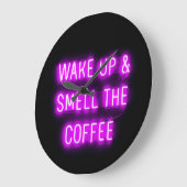 NEON COFFEE WALL CLOCK WAKE SMELL COFFEE OP GROTE KLOK (Hoek)