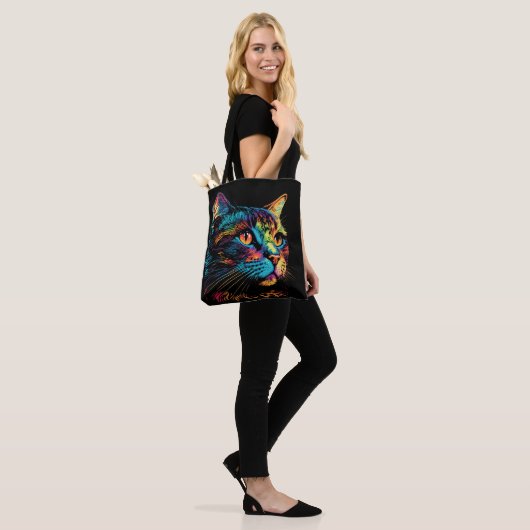 Neon Color Cat Face Tote Bag (Op model)