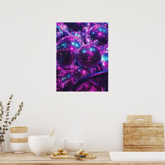 Neon Color Disco Ball Poster (Keuken)
