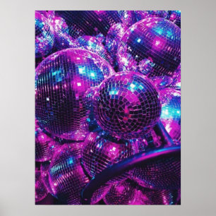 Neon Color Disco Ball Poster