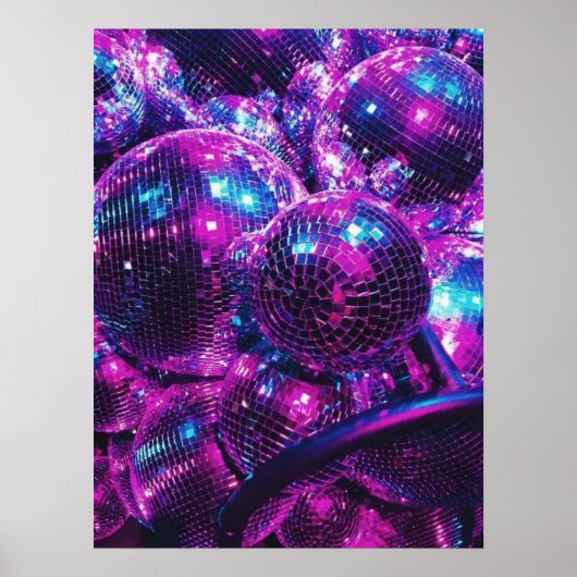 Neon Color Disco Ball Poster (Voorkant)