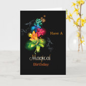 Neon Color Fantasy Bloemen Verjaardag Kaart (Gele Bloem)