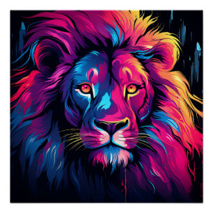 Neon Color Lion Thema Perfect Poster