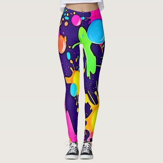 Neon Color Splash Art Leggings (Voorkant)