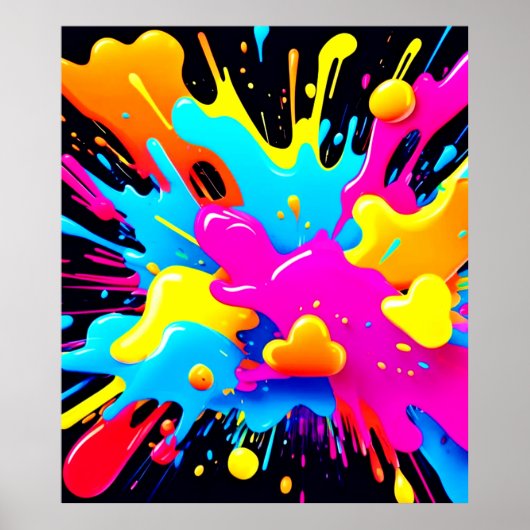Neon Color Splash Art Poster (Voorkant)