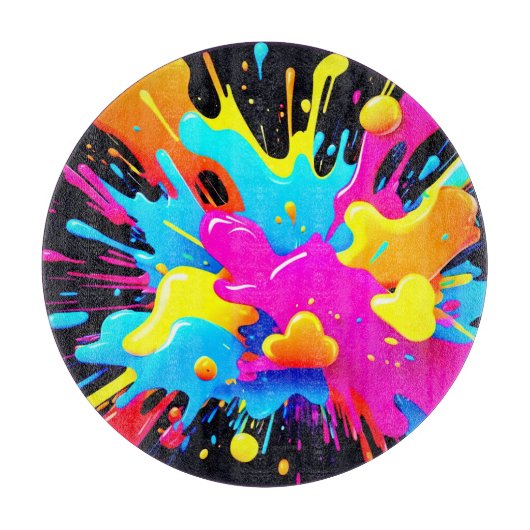 Neon Color Splash Art Snijplank (Voorkant)
