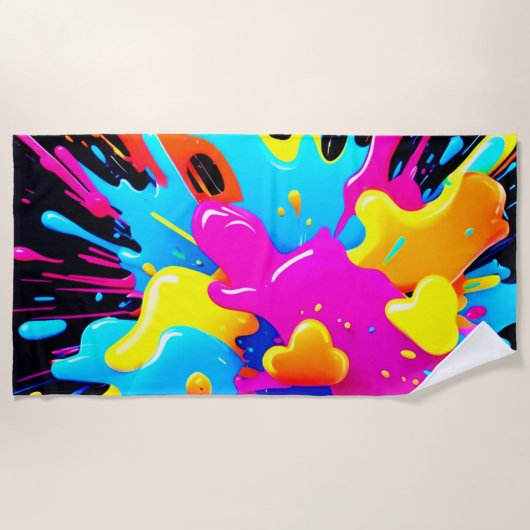 Neon Color Splash Art Strandlaken (Voorkant)