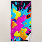 Neon Color Splash Art Strandlaken (Voorkant)