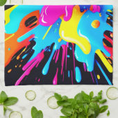Neon Color Splash Art Theedoek (Gevouwen)