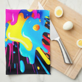 Neon Color Splash Art Theedoek (Quarter Fold)