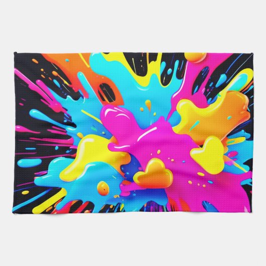 Neon Color Splash Art Theedoek (Horizontaal)