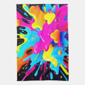 Neon Color Splash Art Theedoek (Verticaal)