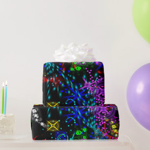 Neon Color Stars Swirl Paint Psychedelic Pattern Cadeaupapier