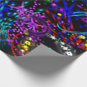 Neon Color Stars Swirl Paint Psychedelic Pattern Cadeaupapier (Hoek)