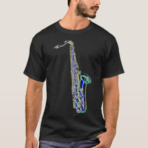 Neon Color Tenor Saxophone Dark T-Shirt